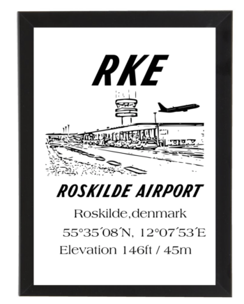 Plakat m. ramme - Roskilde lufthavn