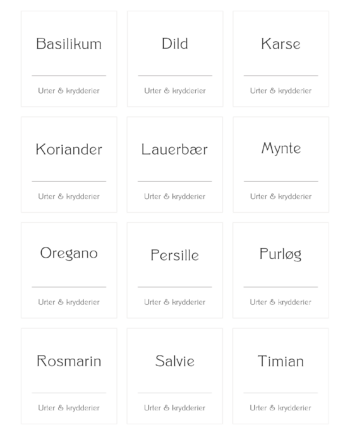Krydderi labels - Urtehaven