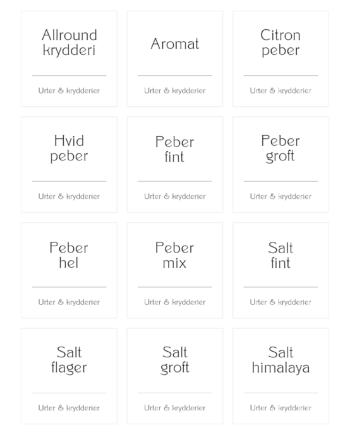 Krydderi labels - Basis