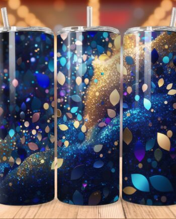 Tumbler - Blue gold glitter