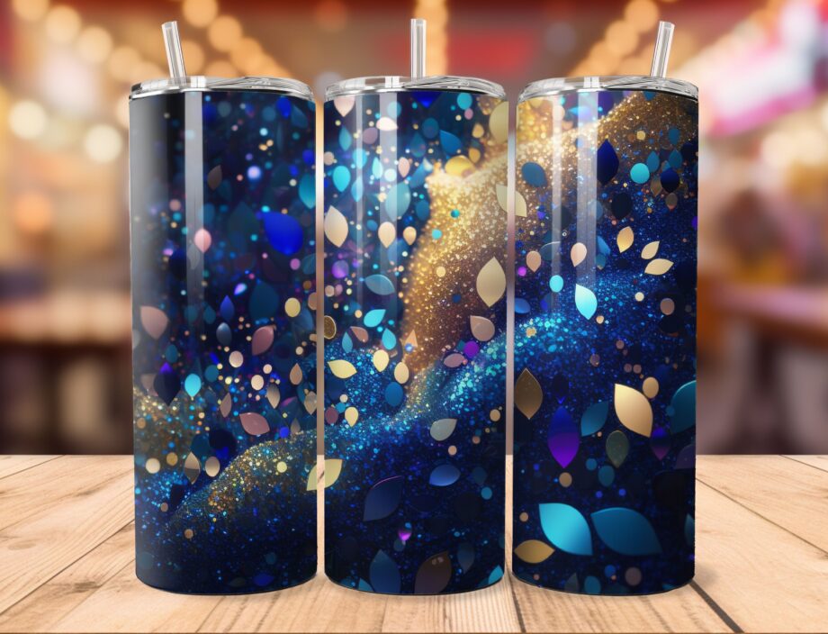 Tumbler - Blue gold glitter