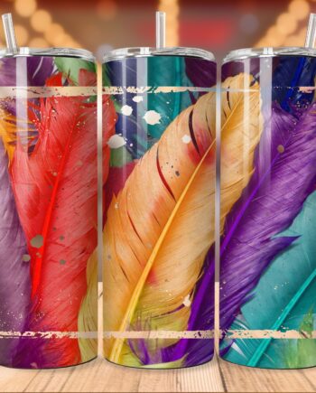 Tumbler - Colorful feathers