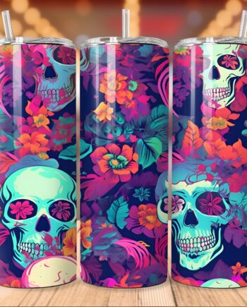 Tumbler - Colorful skulls