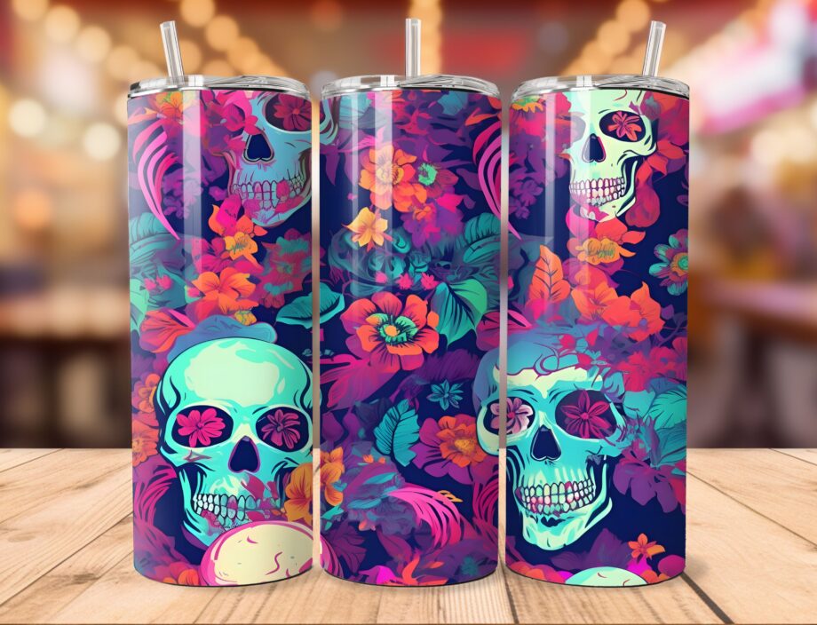 Tumbler - Colorful skulls