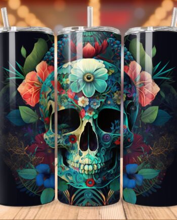 Tumbler - Floral skull 1