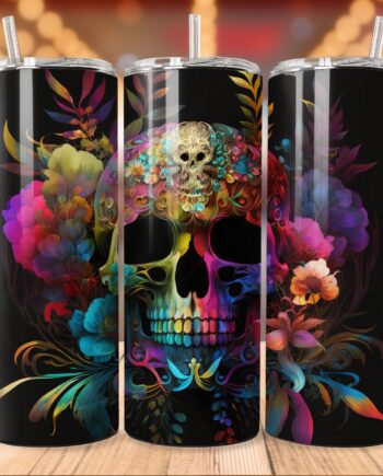 Tumbler - Floral skull 2