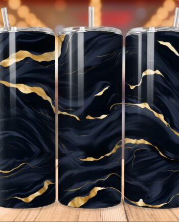 Tumbler - Gold blue silk