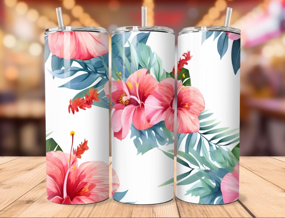 Tumbler - Hawaiian flowers