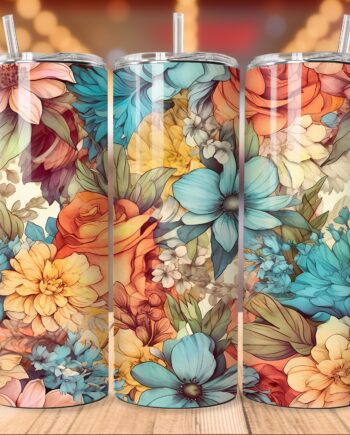 Tumbler - Retro flowers