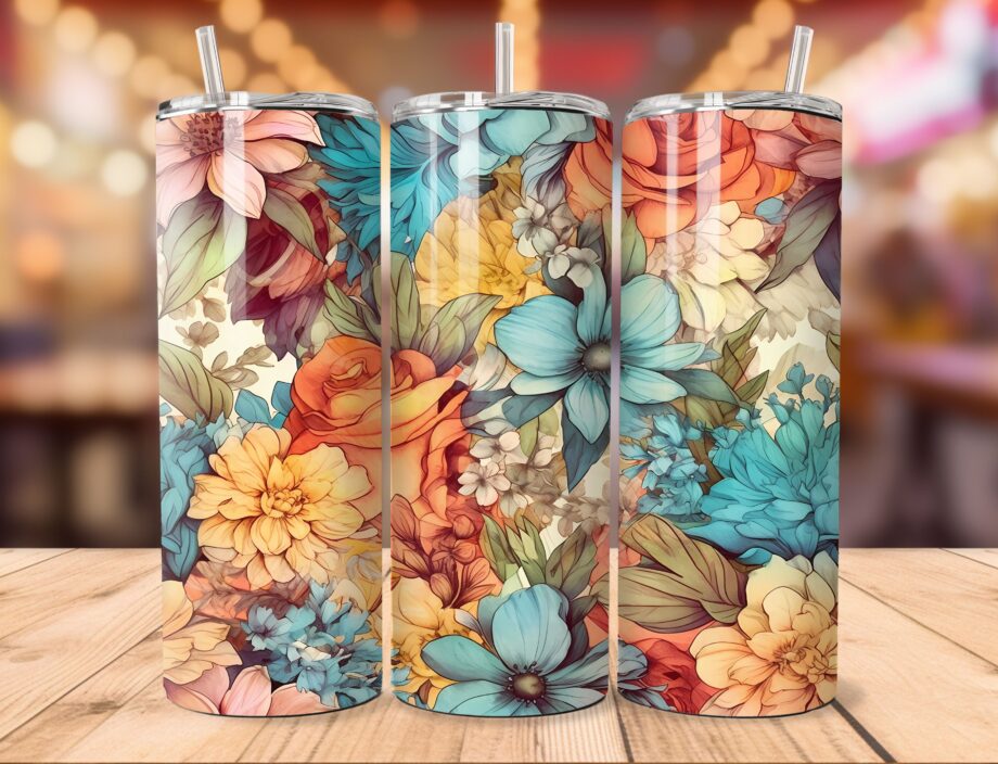 Tumbler - Retro flowers