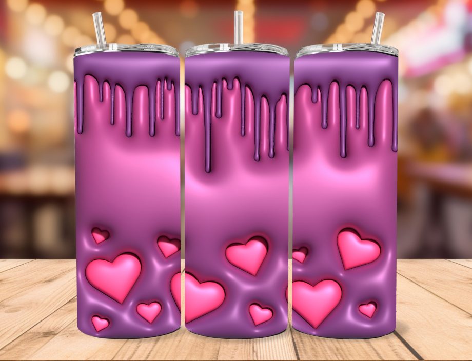 Tumbler - 3D Puff hearts