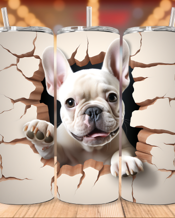Tumbler - French bulldog hvid i væg