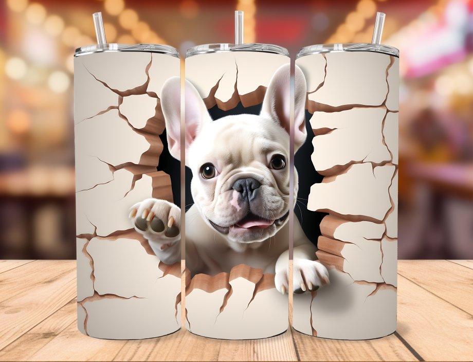 Tumbler - French bulldog hvid i væg