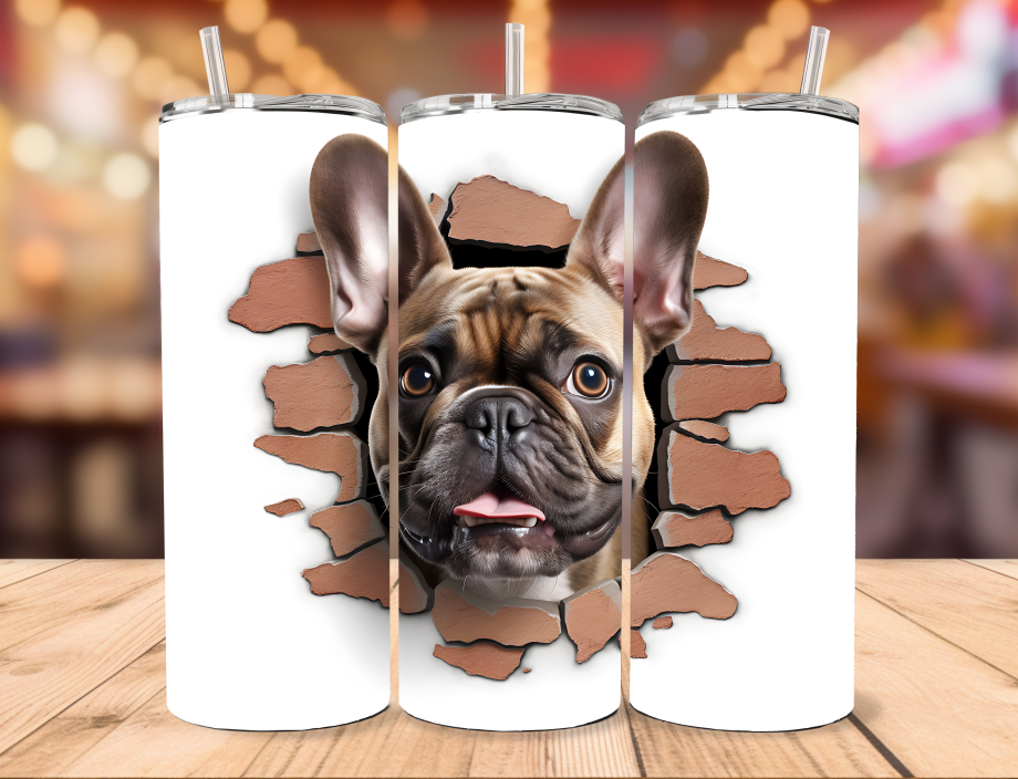 Tumbler - French bulldog i væg