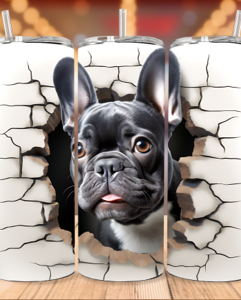 Tumbler - French bulldog sort i væg