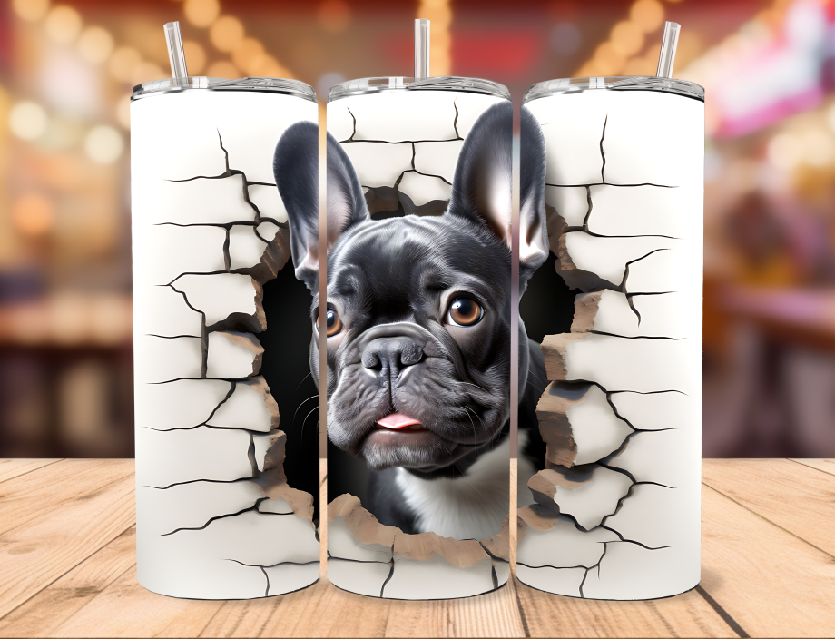 Tumbler - French bulldog sort i væg