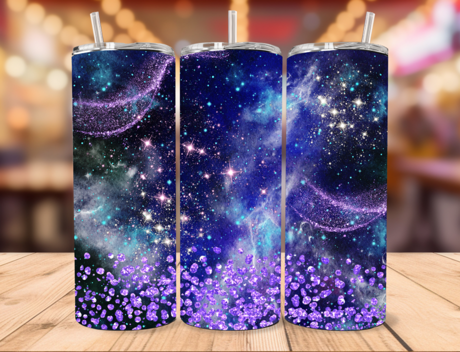 Tumbler - Blue purple glitter