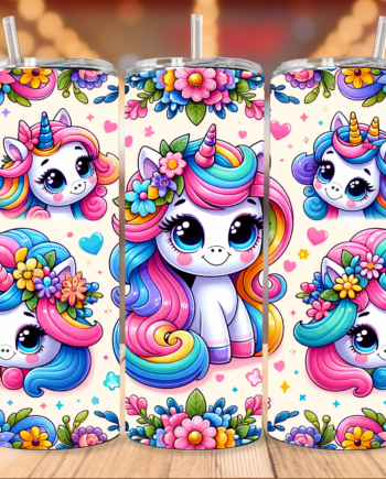Tumbler - Colorful unicorns