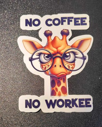 Klistermærker - No coffee no workee Giraf