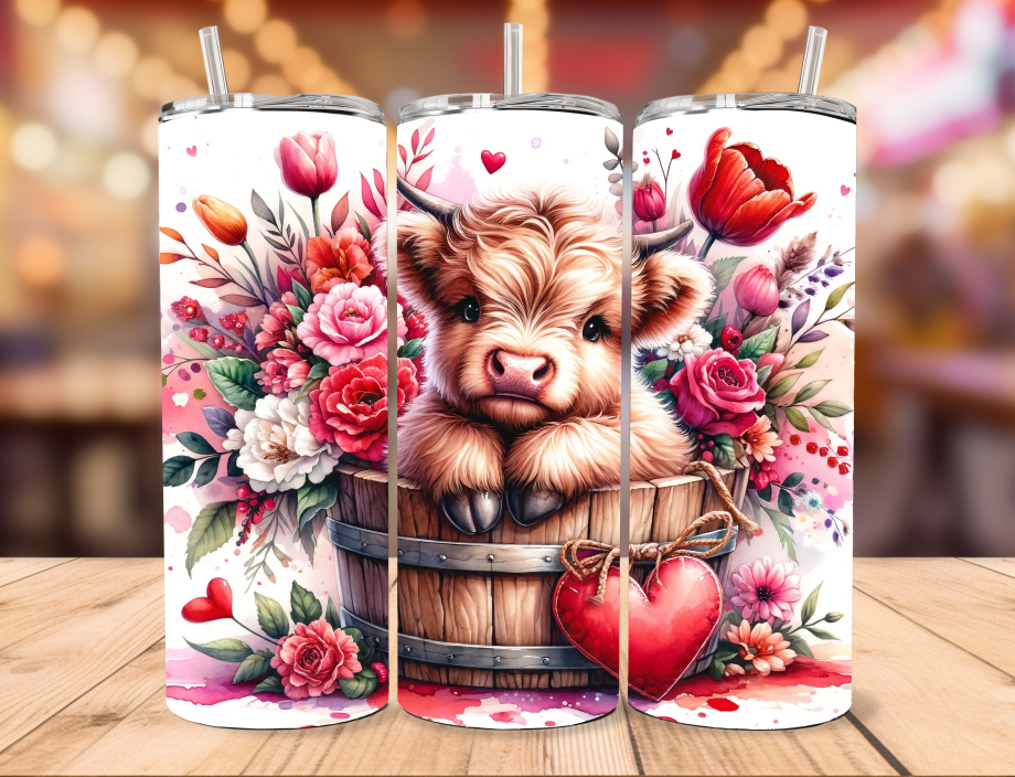 Tumbler - Highland cow valentine