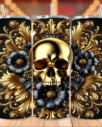 Tumbler - Gold skull
